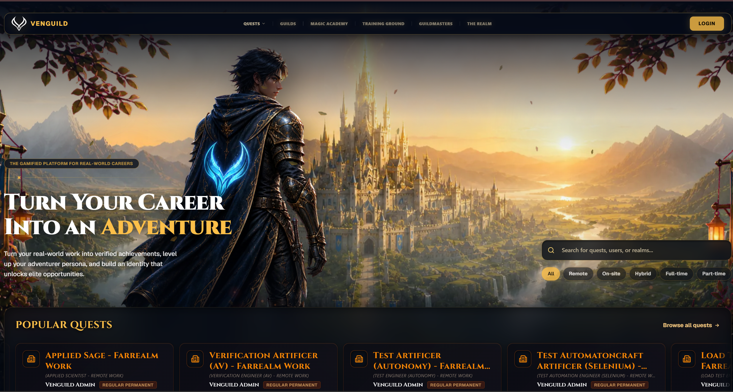 Adventurer interface overview